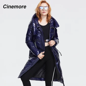 CINEMORE 2020 Zimné nová kolekcia nadol bunda ženy tmavej farby, hustej bavlna vrchné oblečenie vysokej kvality dlho teplý zimný kabát A005