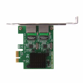Dual-Port PCI Express PCI-E X1 Gigabit Ethernet Sieťová Karta 10/100/1000Mbps Hodnotiť Adaptér LAN Vysokej Kvality Au06 19 Dropship