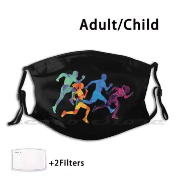 Bežecká Ľudí, Masku Pre Dospelých Dieťa Umývateľný Pm2.5 Filter Logo Tvorivosti Beží Ľudí Športové Runner Siluetu Beh Školenia