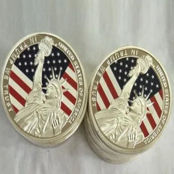 2 ks najnovšia 2018 Donald Trump slobody motív mince, strieborné pozlátené odznak 40 mm USA banner suveníry, dekorácie mince