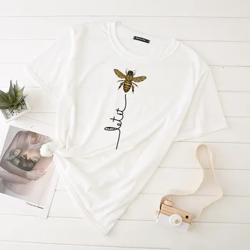 Roztomilý Bee Módne Topy pre Ženy Tshirts Grafické Tlače Biele, Ružové a Plus Veľkosť Bežné Oblečenie, Streetwear Topy pre Ženy Lete roku 2020