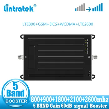 Lintratek 5 Kapela Signál Booster LTE 800 GSM 900 DCS 1800 WCDMA (UMTS 2100, LTE 2600 2G, 3G, 4G Opakovač Signálu GSM 3G, 4G Zosilňovač