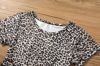 Leopard 2019 Lete Nové Módne Dieťa Dievčatá Dieťa Krátky Rukáv T-shirt Patchwork Šaty Krátke Šaty Princezná TUTU šaty