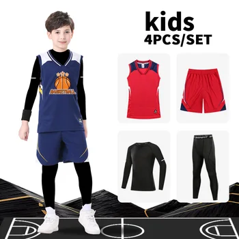 4PCS/Set Deti Basketbal Jersey Vlastné Dieťa Chlapci Dievčatá Basketbal Športové Oblečenie Priedušná Mládež Školenia Basketbal Jednotné