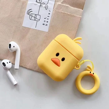 2020 Cartoon Headset Kryt Žltá Slúchadlá Prípade airpods Apple Vzduchu pods2 Zábavné Príslušenstvo Chrániť Kryt s Prst Prsteň Popruh