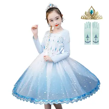 2020 Elsa Šaty 2 Nové Šaty Pre Dievčatá Princezná Nastaviť Vianočné Cosplay Anna Narodeninovej Party Dlhý Rukáv Elza Súbory Na Kostým Detský Vestidos