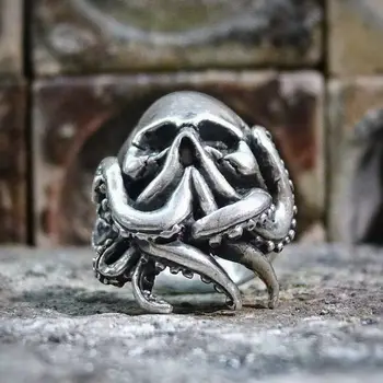 EYHIMD Goth Octopus Lebky Krúžok Punk 316L Nerezovej Ocele Námorník Krúžky Mužov Biker Šperky, Darček pre Námorník