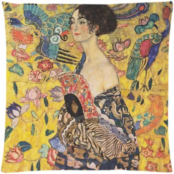 Gustav Klimt Kiss Vlastné vrecko na Zips Námestie obliečka na Vankúš 35x35cm (Jednej strany) Vankúš Vankúš Prípade LU3-350