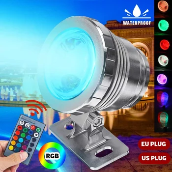 Vodotesný IP68 20W RGB Podvodná Svetla LED Osvetlenie Fontány Bazén, Rybník Pozornosti AC85-265V s Diaľkovým ovládaním US/EU Plug