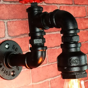 Vintage Reto Vodovodné Potrubia Nástenné Svietidlo Svietidlo Kovaného Železa Loft Priemyselné Americký Štýl Edison Svetlá Nočné Koridoru Domov Deco