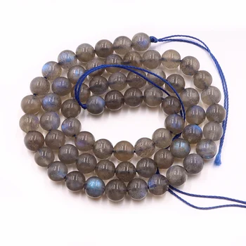 Prírodné kamene labradorit okrúhle korálky modrý lesk sivá moonstone perles Pre Šperky, Takže DIY Náramok žena darček Náhrdelník