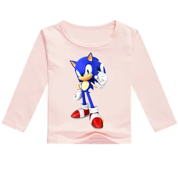 Jar, Jeseň, pre 2-16Y Módne Anime Sonic The Hedgehog T Shirt Deti Cartoon Baby Chlapci Dlhý Rukáv Topy Dospievajúcich Dievčat Oblečenie