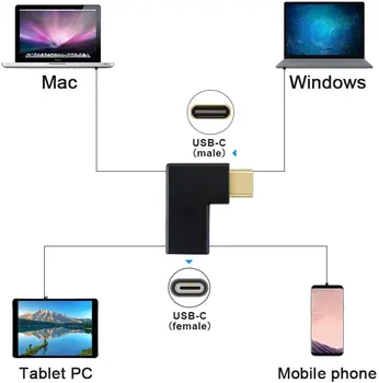 USB C Mužov a Žien Adaptér,Priamo v&Ľavej Uhle 90 Stupňov, USB 3.1 Typ C Rozšírenie Adaptér (3A/10G) pre MacBook/Pro Telefóny s rezacím zariadením S10/S9