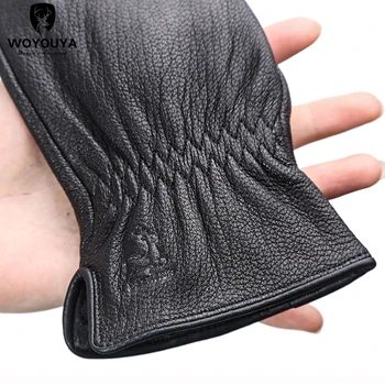 Značka fashion ovčej pánske rukavice,Udržiavať v teple, pánske zimné rukavice,Pohodlné čierne pánske kožené rukavice-8020