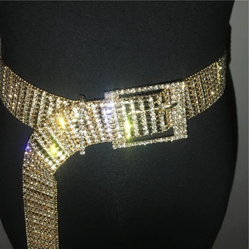 2019 Luxusné Crystal Plný Kamienkami Pás Pásy Ženy Bling Gold Silver Strany Klubu Diamante Široký Pás, Módne Opasok