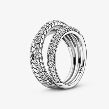 2021 Nové Jeseň 925 Sterling Silver Ring Pripraviť Had Reťazca Vzor Krúžok Koruny Krúžky Lady Zapojenie Výročie Šperky