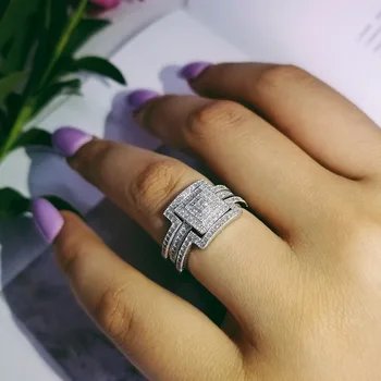 Originálny Dizajn 925 sterling silver módne luxusný svadobný prsteň zásnubný prst prsteň veľkoobchod šperky R4616S