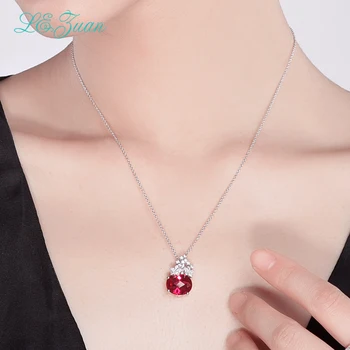 L&zuan 925 Sterling Silver náhrdelník 5.26 ct Červený Kameň Módny Prívesok Pre ženy Náhrdelník S Drahokam Prívesky