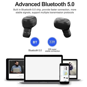 TWS Bluetooth 5.0 Slúchadlá Stereo Zníženie Hluku Bezdrôtový 6D Stereo Športové Vodotesné Slúchadlá Slúchadlá S Mikrofónom