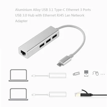 Basix USB C Ethernet USB 3.0 2.0 RJ45 Rozbočovača 10/100/1000M, Adaptér siete Ethernet Sieťová Karta USB, Lan Pre Macbook Windows Tpec C hub