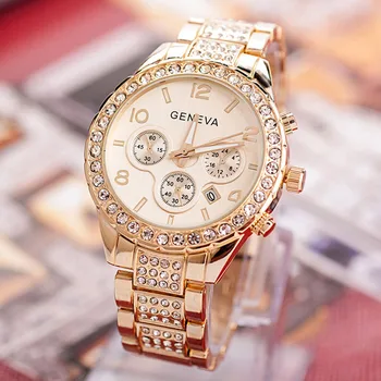 Dámske Hodinky Geneva Klasické Luxusné Drahokamu Sledovať Ženy Hodinky Módne Dámy Zlato, Hodinky, Hodiny Reloj Mujer Montre Femme