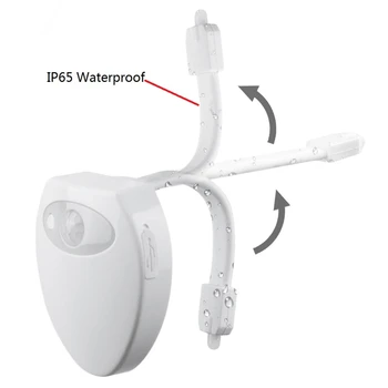 Smart Kúpeľňa Wc Nočné Svetlo Mini USB Nabíjanie Pohybový Senzor Aktivuje LED Lampa 8-Farba Wc Misa Nepremokavé Podsvietenie
