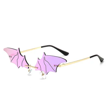 2020 Malé Mačacie Oko slnečné Okuliare Ženy, Luxusné Značky Nové bez obrúčok Punk Slnečné Okuliare Bat Tvar Jedinečné Okuliare Mužov UV400
