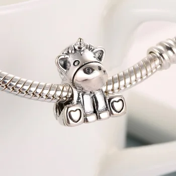 Autentické S925 Perličiek DIY Šperky Animale Unicorn Charms fit Lady Náramok Náramok