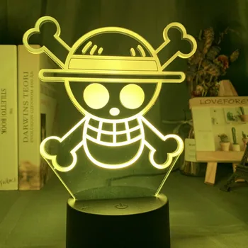 Anime JEDEN KUS LOGO Deti Nočné Svetlo Detí Spálne Dekorácie Svetlá LED Dotykový Snímač Farebné Nočného Prázdninový Darček