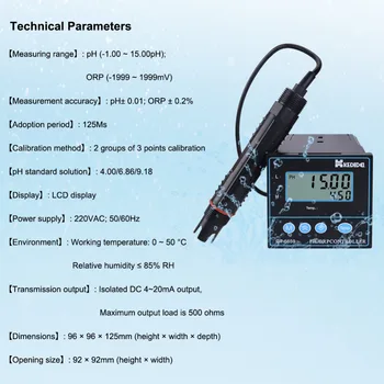 CT-6659 Dual štvormiestny LED s Vysokou a Nízkou LCD Digitálny Ukazovateľ PH / ORP Radič Ploche Presné Priemyselné PH Tester 0~14PH
