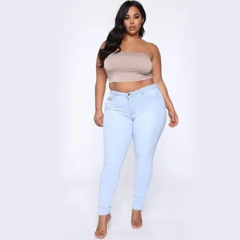 HAOOHU 2020 nové dámske jeans nohavice módne high street bežné pevné vysoký pás pevne úsek štíhle sexy denim plný Ceruzkou Nohavice