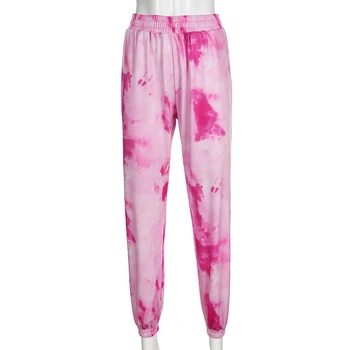 SUCHCUTE tie Dye nohavice pre ženy, ružová Neforemné Hip Hop nohavice bavlna sweaterpants gotický Streetwear fitness Ženský tanec Joggers