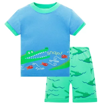 Maloobchod! Značka Letné Deti Chlapcov Veľryba Tlač Pyžamo Krátky Rukáv Nastaviť Cartoon Pijamas Sleepwear Batoľa Pyžamá Oblečenie