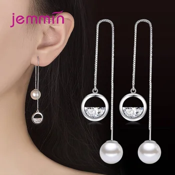 925 Sterling Silver Drop Náušnice, Módne Šperky, Módne Austrian Crystal Pearl Dizajn Ženy, Dievčatá Strana Zapojenie