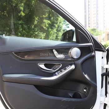 4Pcs Uhlíkových Vlákien ABS Interiérové Dvere Dekorácie Panel Kryt Trim Na Mercedes Benz C Trieda W205 C180-2018 Auto Príslušenstvo