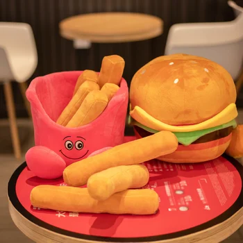 NOVÉ Kreslené Potravín Plyšové Hračky Hamburger Čipy Realisticky Plnené Snack Vankúš Ultra Mäkké Deti Darček k Narodeninám