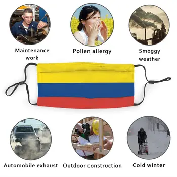 Ochranná maska s filtrom Kolumbia Vlajkou (1) proti prachu PM2.5 opätovne dospelých dospievajúce dieťa dievča