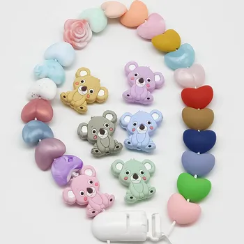 Roztomilý-nápad 10pc koala BPA Free Food Grade Silicone Korálky Žuť Teether Príslušenstvo DIY Počiatočných Náhrdelník Ručne vyrábané Darčeky, hračky pre deti