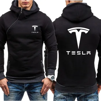 Jar, Jeseň novej pánskej Hoodie Tesla Auto Logo Tlačiť Bežné Uhlopriečka zips, Mikiny Muž Hoody Oblečenie
