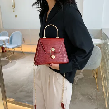 Ženské kabelky s kovu nosiť Módne krokodíla taška cez rameno PU Kožené Messenger Taška Pre Ženy 2020 Luxusný dizajn strane tašky