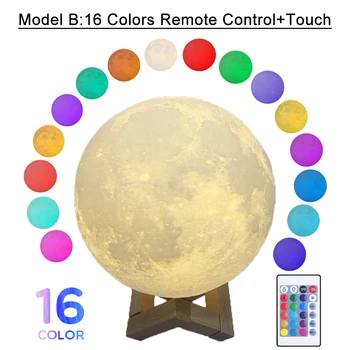 3D Tlač Mesiac Lampa 20 cm 15 cm 18 cm Farebné Zmeny Stmievateľné Nabíjateľná Touch USB Led Nočné Svetlo Domáce Dekorácie Kreatívny Darček