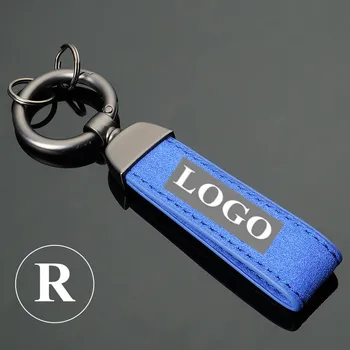 Auto Krúžky modré Tlačidlo Reťazca Kožené Podkovy Keychain Auto Kľúčov pre Sline RS AMG R-Benz pre W Auto Príslušenstvo Darček