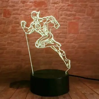 Flash Obrázok 3D Ilúziu LED Nočného Farebné Bleskové Svetlo, Justice League Flash Figuras Hračky
