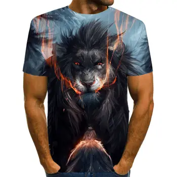2019 Nové Letné Zvierat Lev T-shirt pánske, dámske tričko 3D T-shirt Čierna Top Krátky Rukáv T shirt nadrozmerné Oblečenie t-shirts