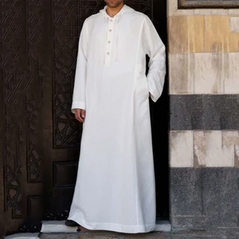 Hoodies Moslimských Župan Kaftan Obliekanie Mens Saudskej Arabskom Dubaji Dlhý Rukáv Thobe Arabčina Dlho Islamskej Jubba Thobe Muž Oblečenie 2020