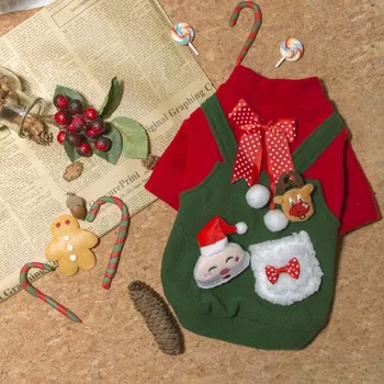 Jesenné a zimné Teddy Bišonika boj oblečenie pre mačky popruh falošné dvoch-dielny pribrala plus velvet sweater Vianočný oblek
