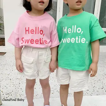 2020 lete nových kórejských detí miláčikovi tri farebné T-shirt základné bežecké kapacity pre chlapcov a dievčatá