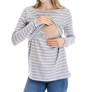 Jeseň Bežné Dámske Tehotné Materskej Oblečenie Ošetrovateľskej Topy Dojčenie T-Shirt Long Sleeve Prekladané Tehotenstva Matky Oblečenie