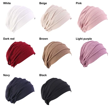 2020 Nové Elastická Bavlna Turban Klobúk Farbou Žien Teplé Zimné Vypadávanie Vlasov Šatku Kapoty Vnútorné Hijabs Spp Moslimských Chemoterapii Klobúk