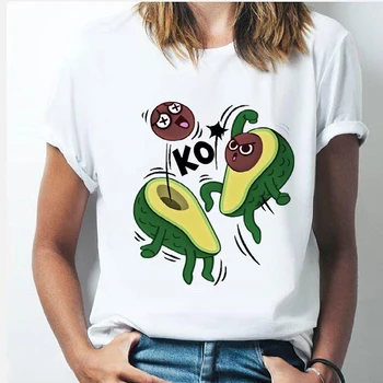 2020 Nové Avokádo-Tlač Ženy T-shirts Harajuku Legrační Karikatúra Top Žena T Shirt Bežné Kolo Krku Oblečenie Letné Tee Topy, Košele